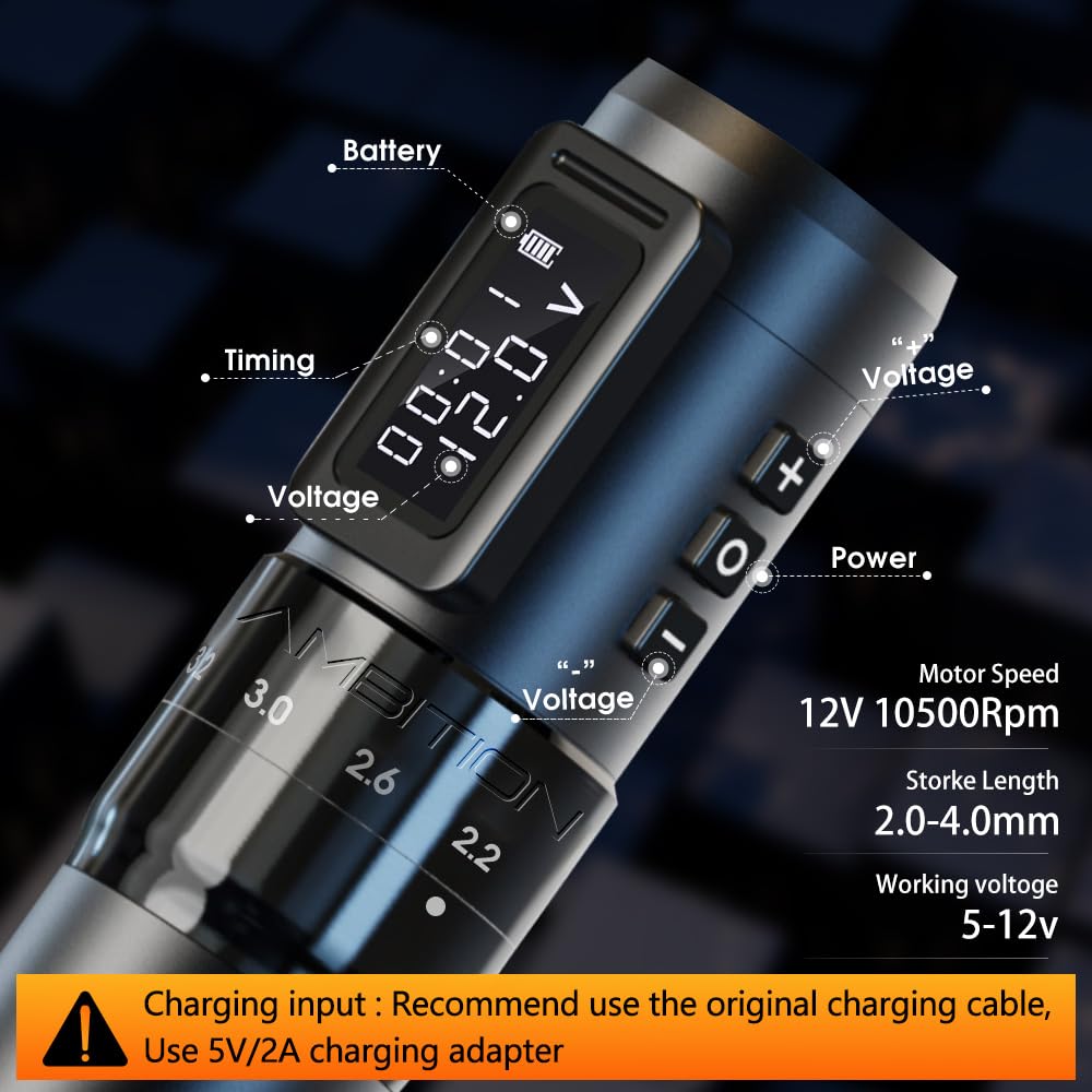 Ambition Mars-U 40 cartridge needles included for versatility.