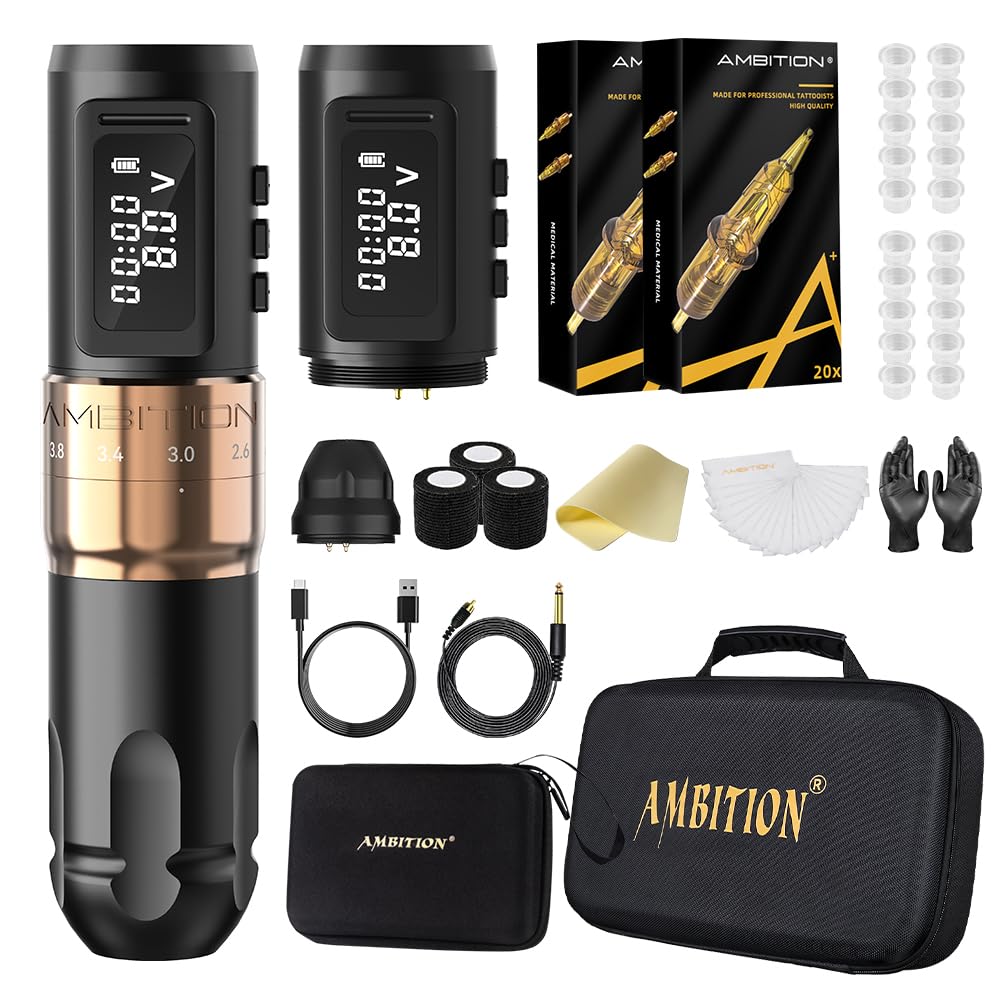 Ambition Mars-U wireless tattoo machine for precise line work.