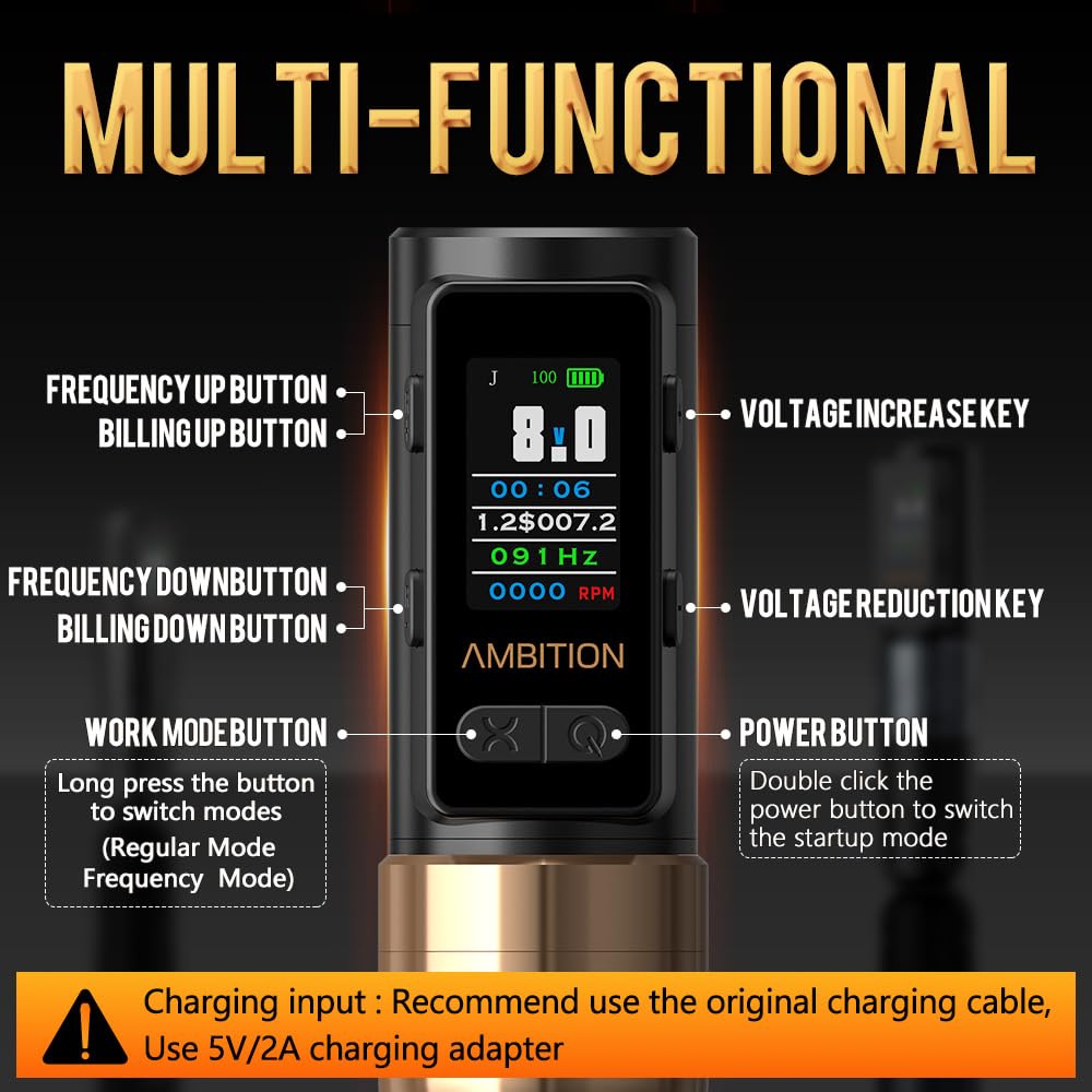 Ambition Soldier Max precision drive system reduces noise and improves needle accuracy.