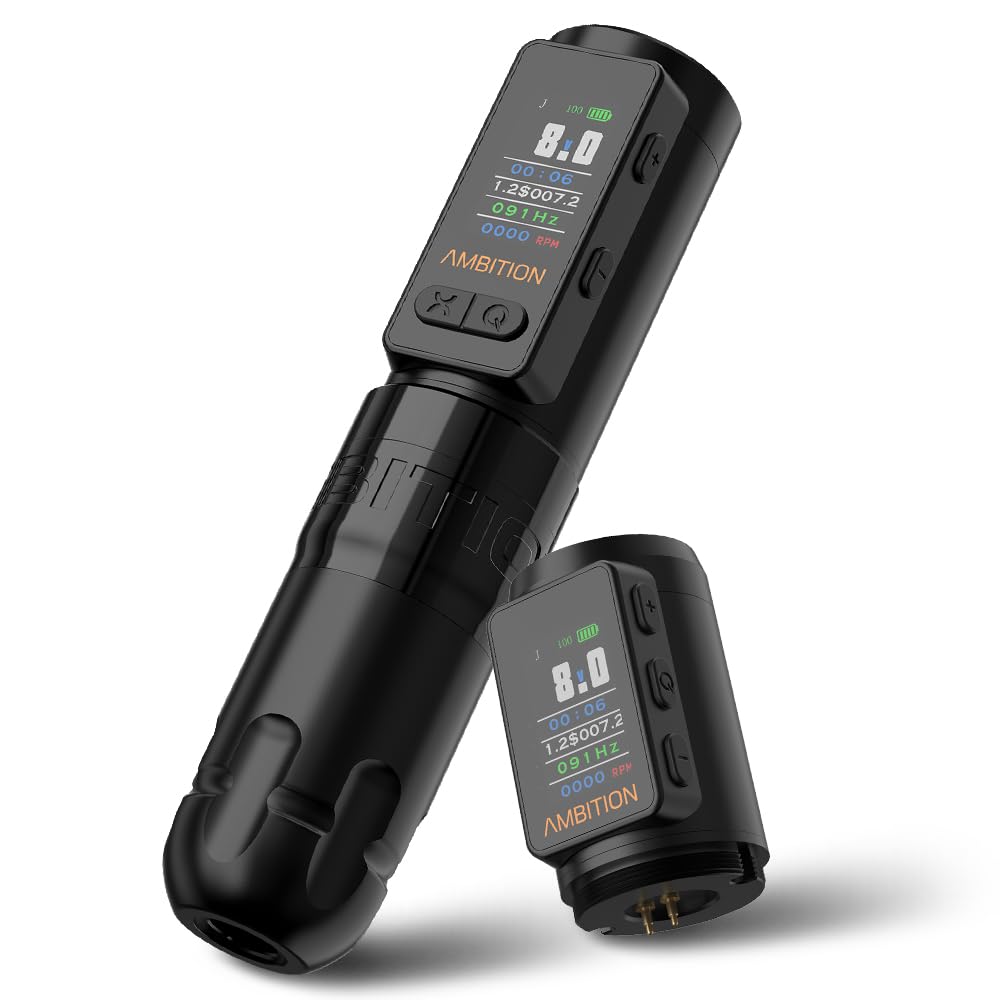 Ambition Soldier Max wireless tattoo machine for precise, fatigue-free sessions.