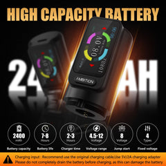 Ambition Zetton tattoo machine battery and LCD display enabling long tattoo sessions.