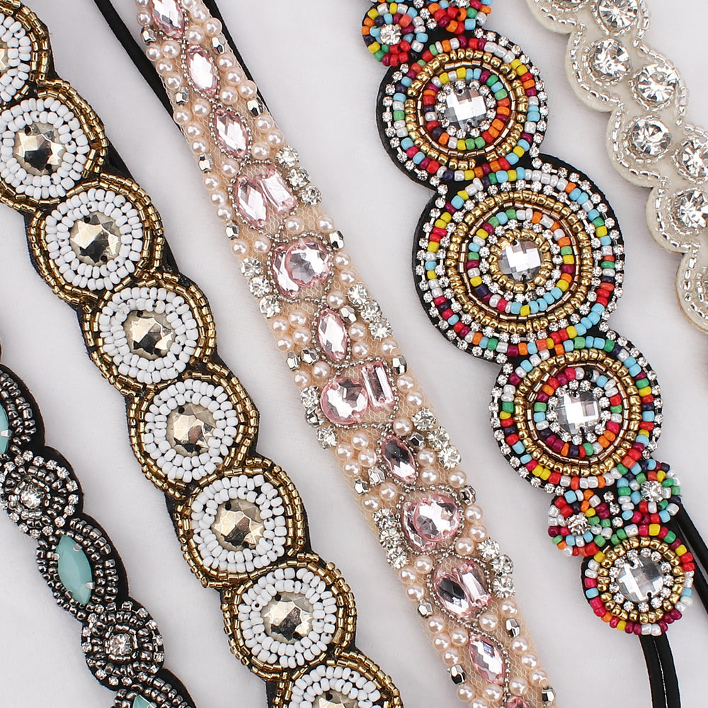 AMCAMI beaded headband with elastic fit keeps hair neatly in place all day.