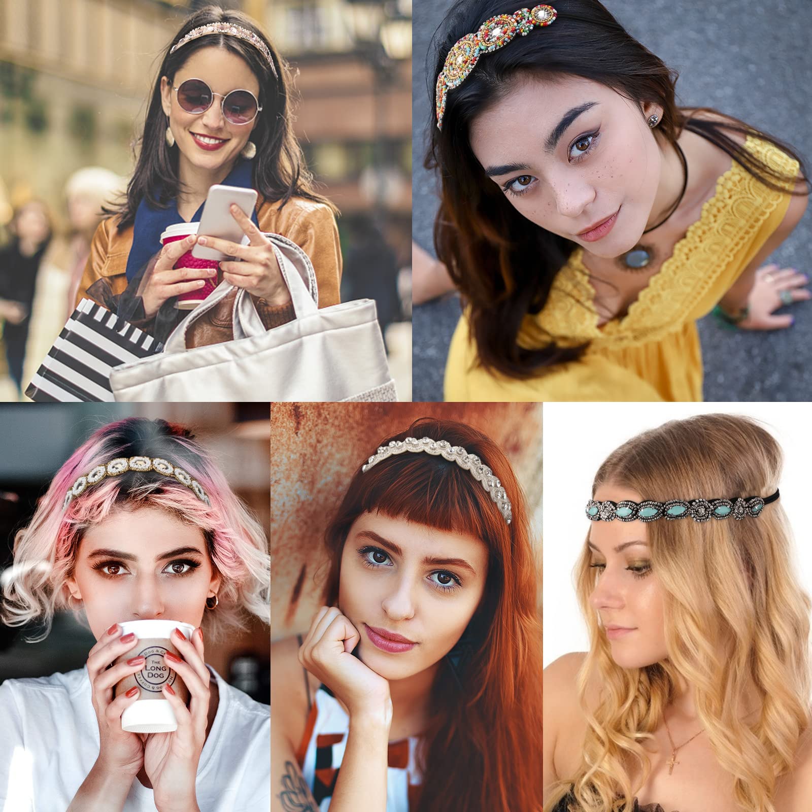 AMCAMI rhinestone headband suitable for weddings and festive events.