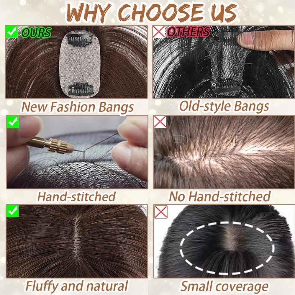 Amchoice lightweight topper provides breathable coverage for thinning hair.