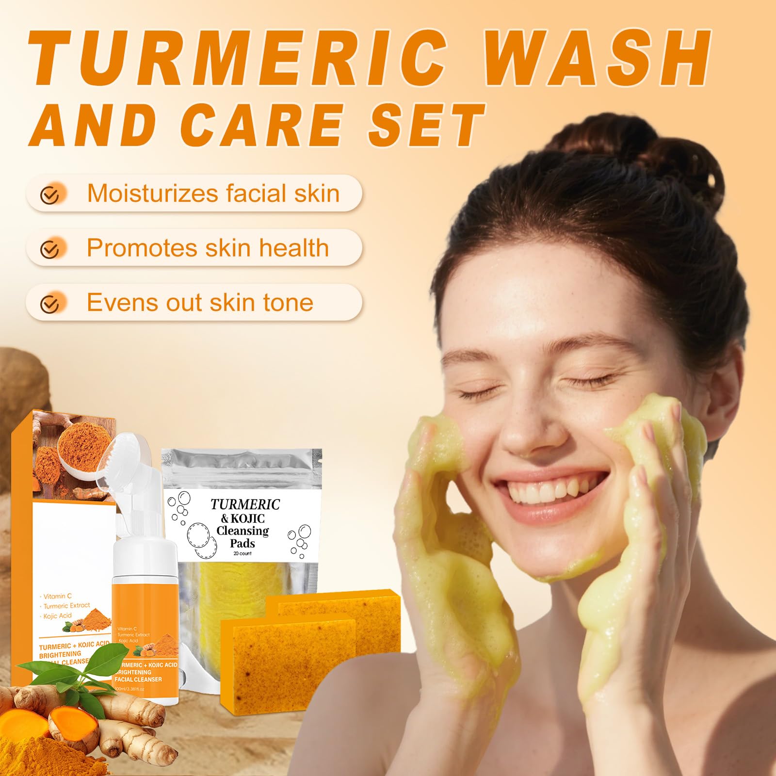 Amdele Turmeric cleansing pads for precise, gentle exfoliation and smoother texture.