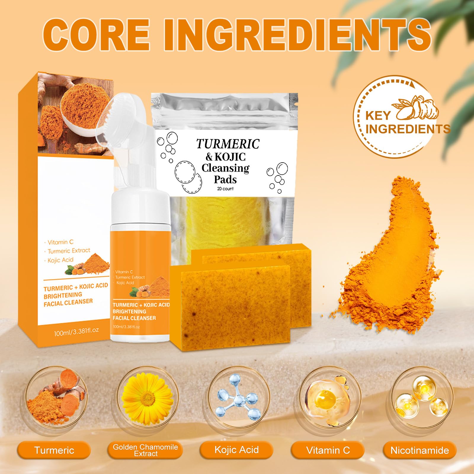Amdele Turmeric Foaming Cleanser delivering a deep pore cleanse.