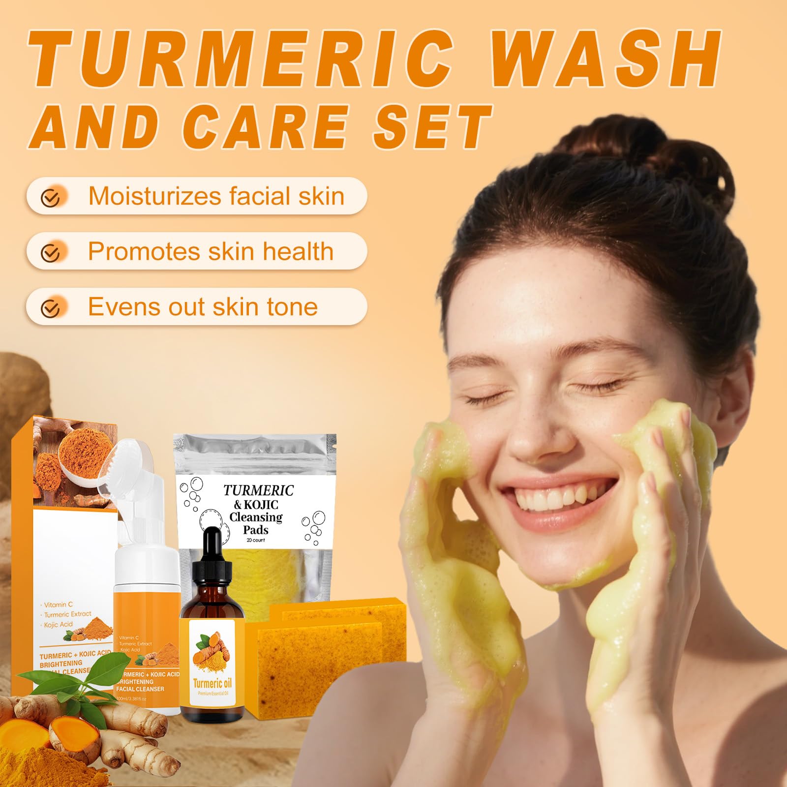 Amdele Turmeric Wash & Care soft-bristle cleansing brush head for gentle daily exfoliation