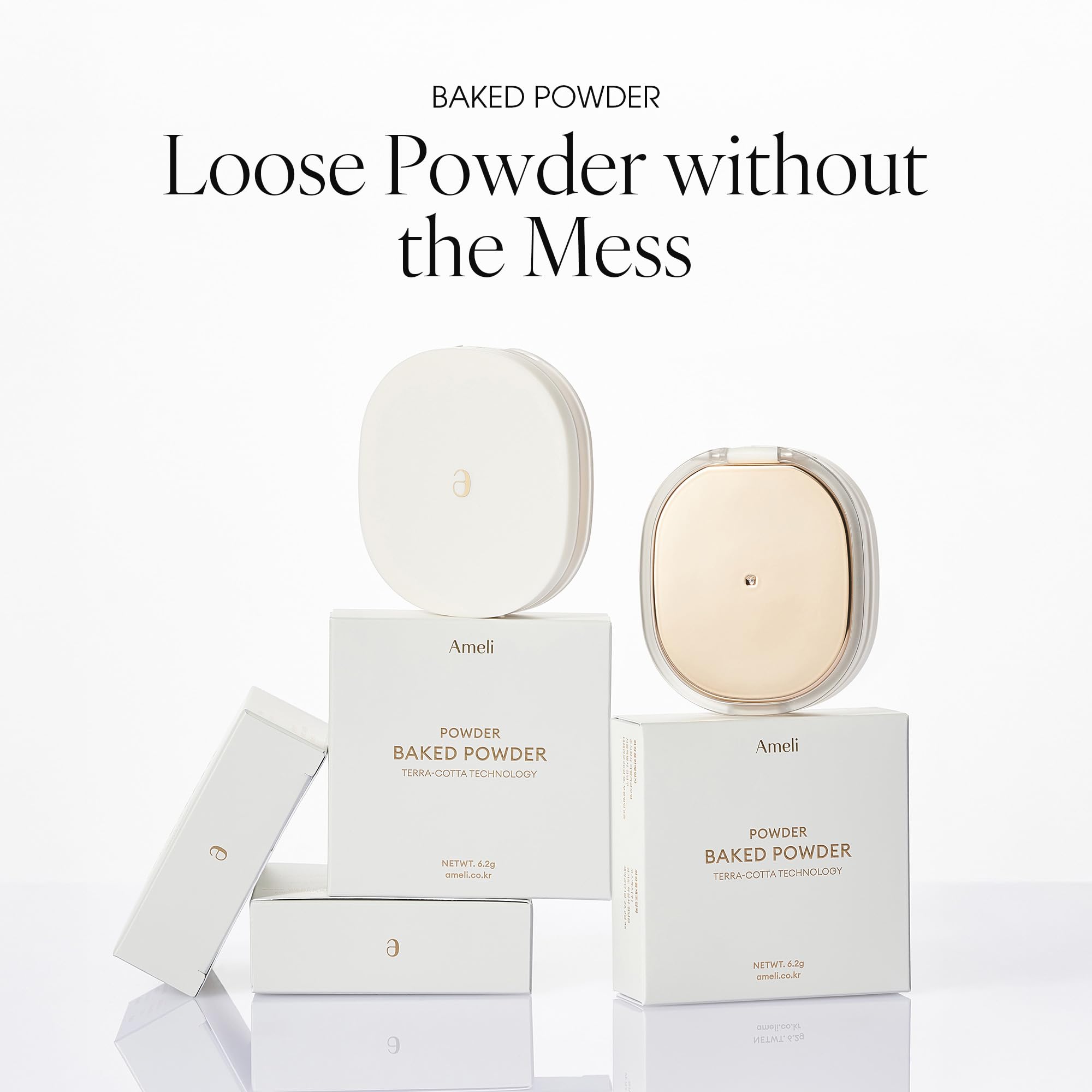 AmeliSeoul Baked Powder 003 Milky Violet texture close-up, Terra-Cotta technology for comfortable skin.