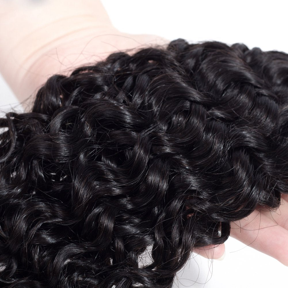 Amella Hair natural black color blends with dark hair.