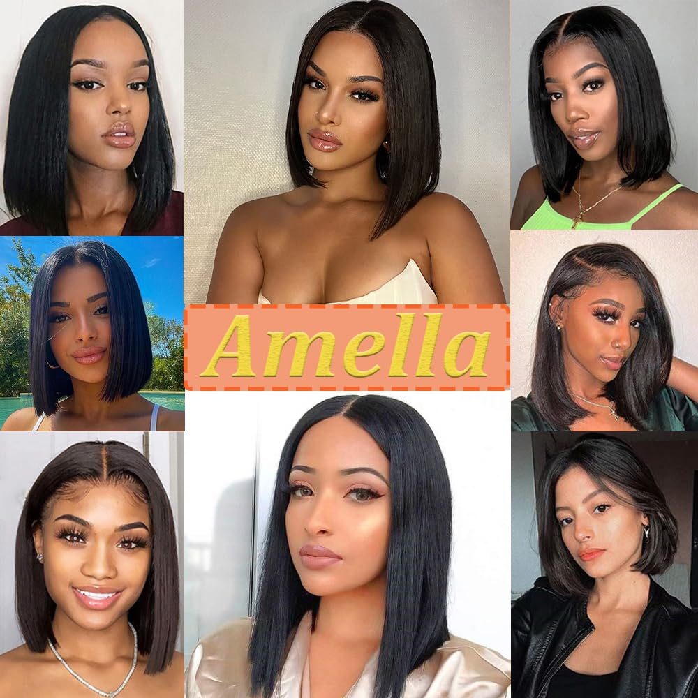 Amella Hair U Part Wig color-black natural for versatile styling.