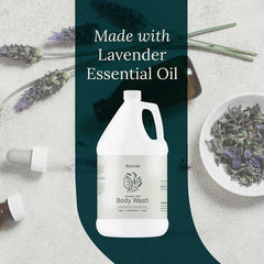 Amenie Lavender Mint Body Wash being poured, delivering refreshing hydration for all skin types.