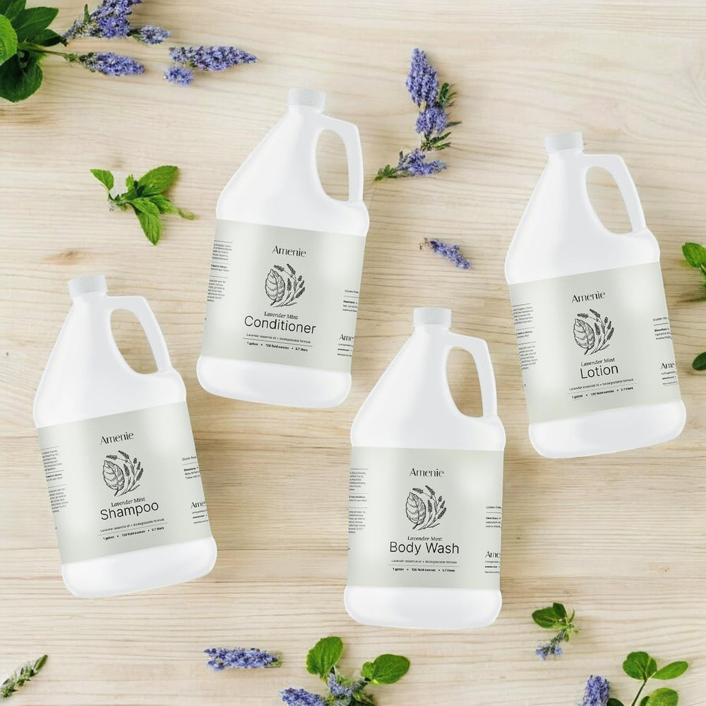 Close-up of the USA-made Amenie Lavender Mint label, highlighting quality ingredients.