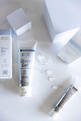 American Biotech Labs Silver Biotics gel texture close-up highlights a soothing, water-based formula.