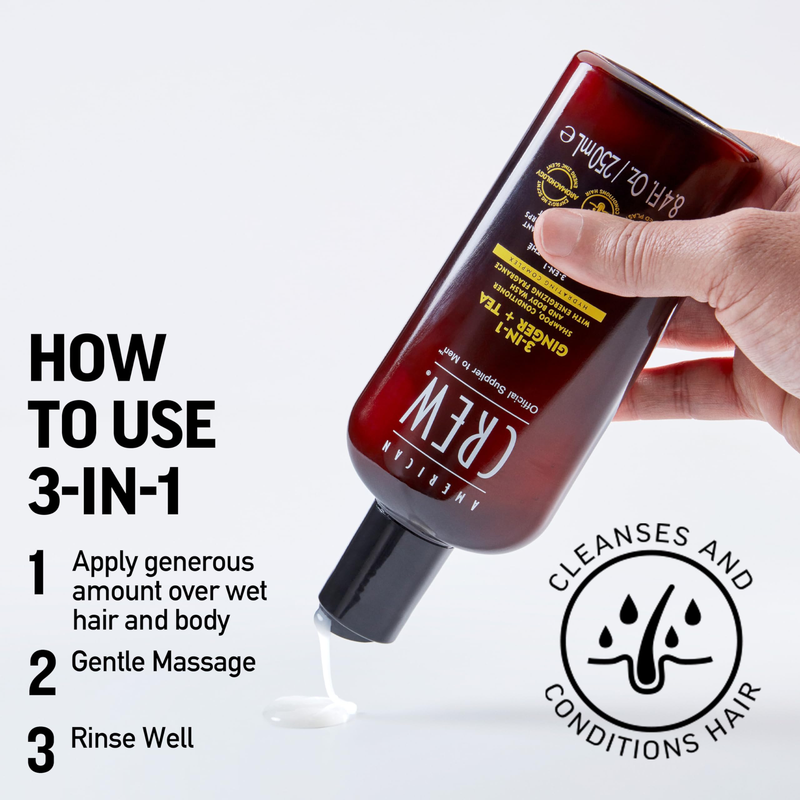 AMERICAN CREW 3-in-1 ginger tea refreshing scent elevates daily routine