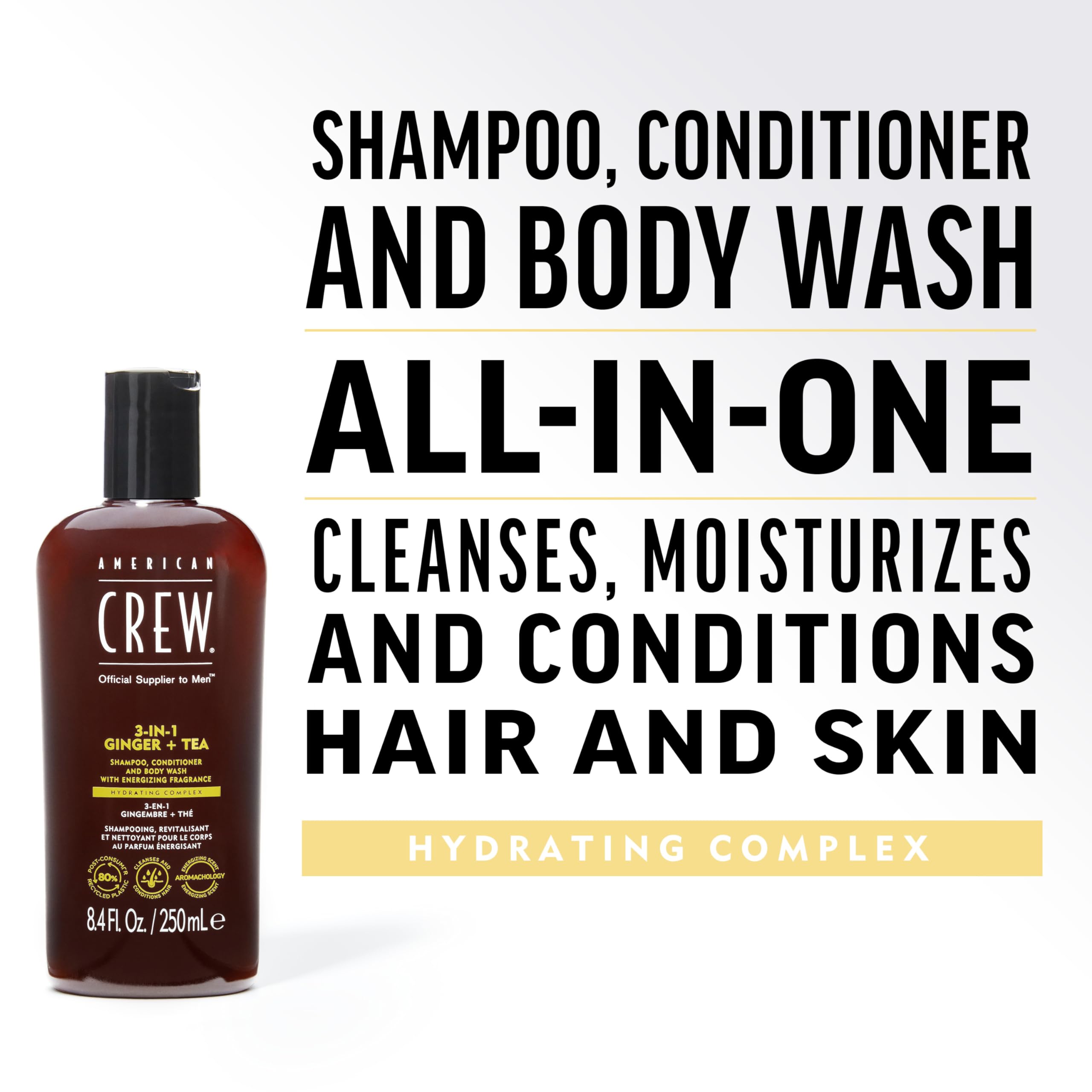 AMERICAN CREW 3-in-1 ginger tea shampoo-foam delivers refreshed hair after wash