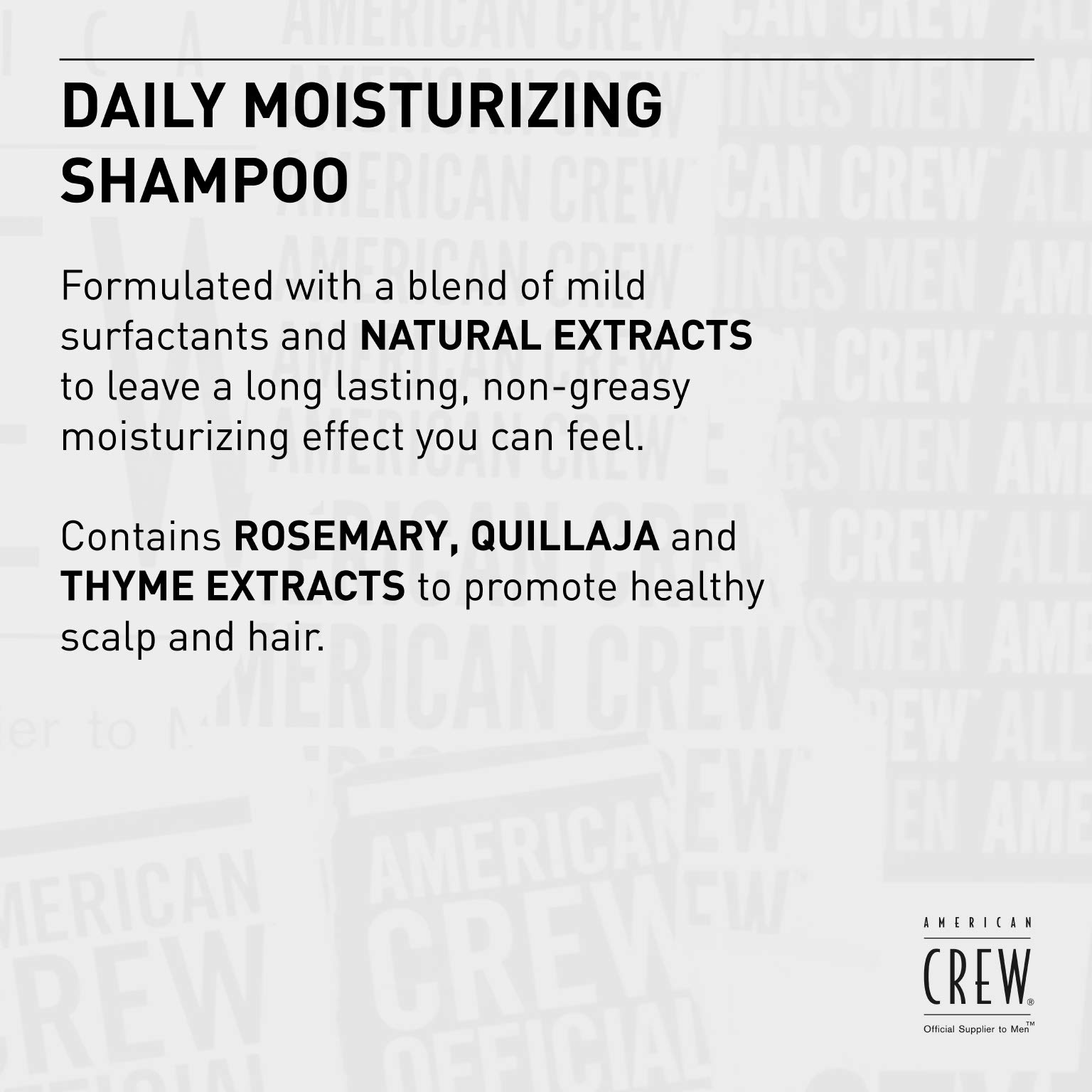 American Crew Daily Moisturizing Shampoo packaging detail on box.