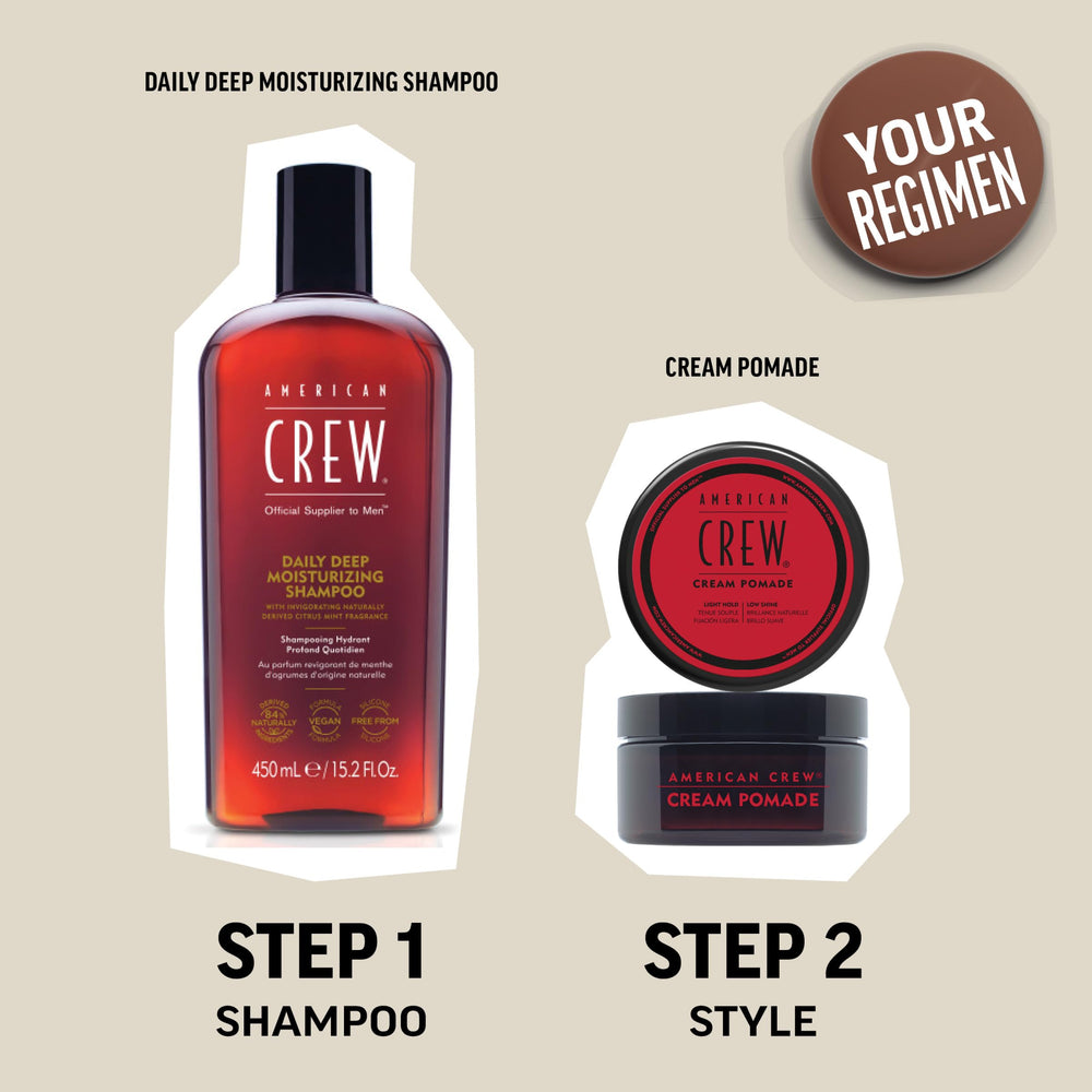 Product suitable for short to medium hair lengths from American Crew Hair Creampomade.