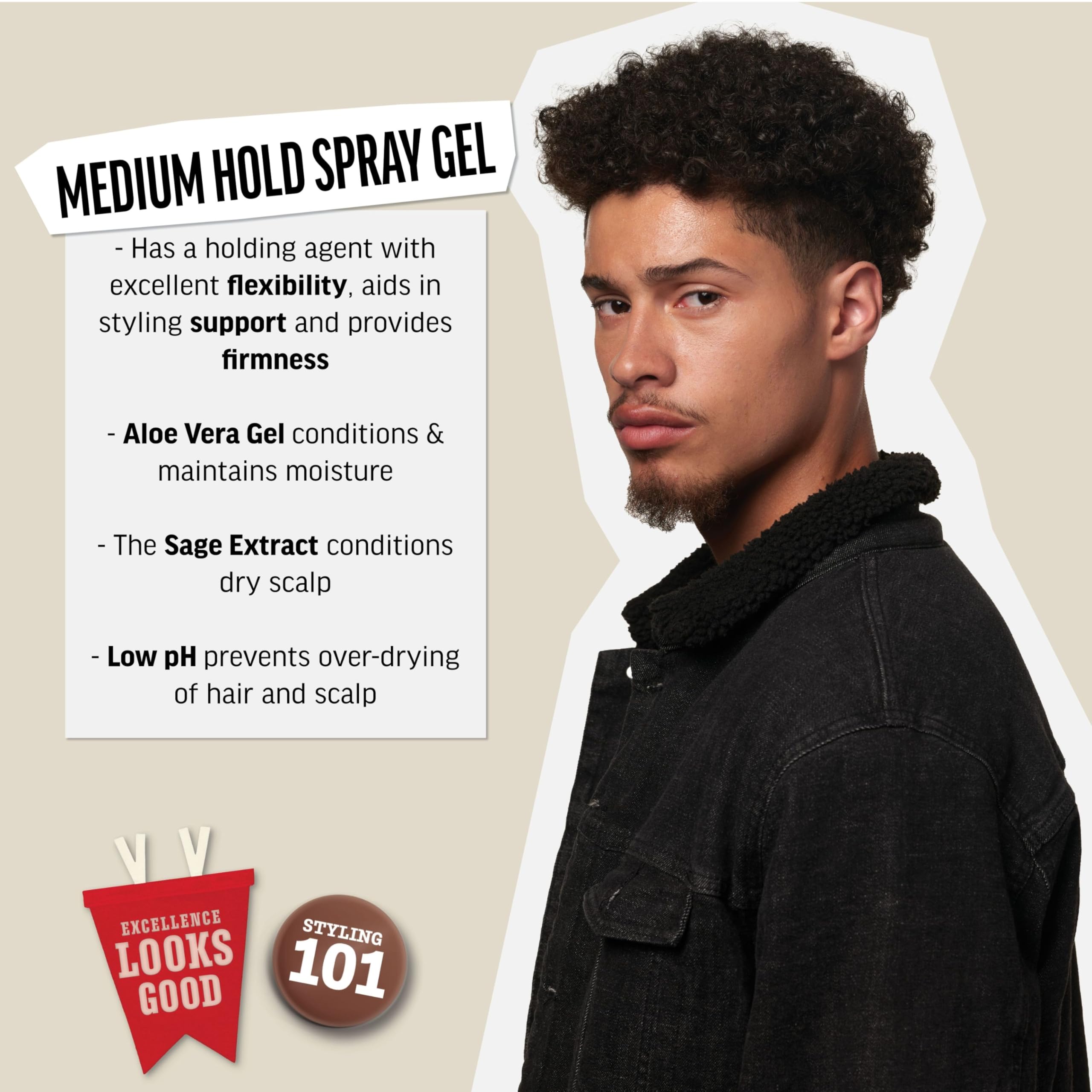 American Crew gel bottle dispensing spray for even coverage.