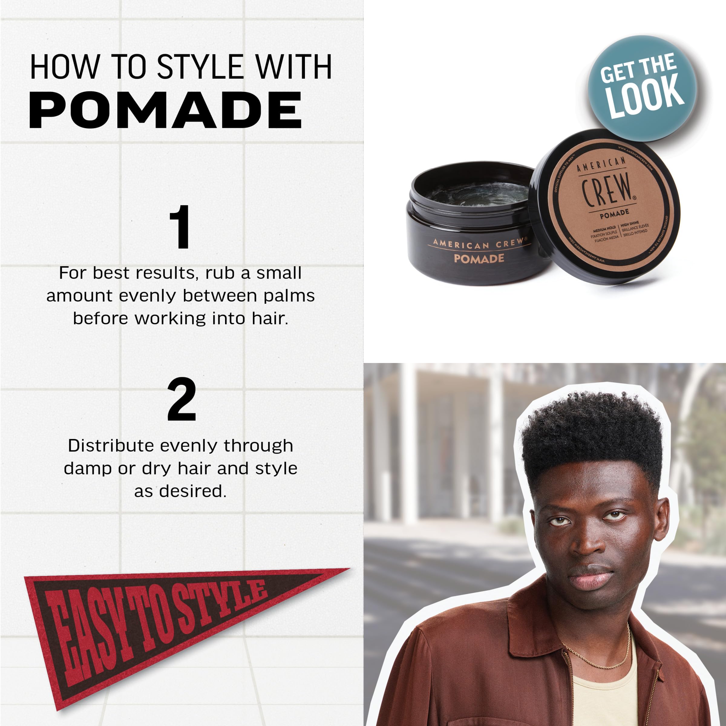 American Crew pomade wash-out close-up showing easy removal after styling