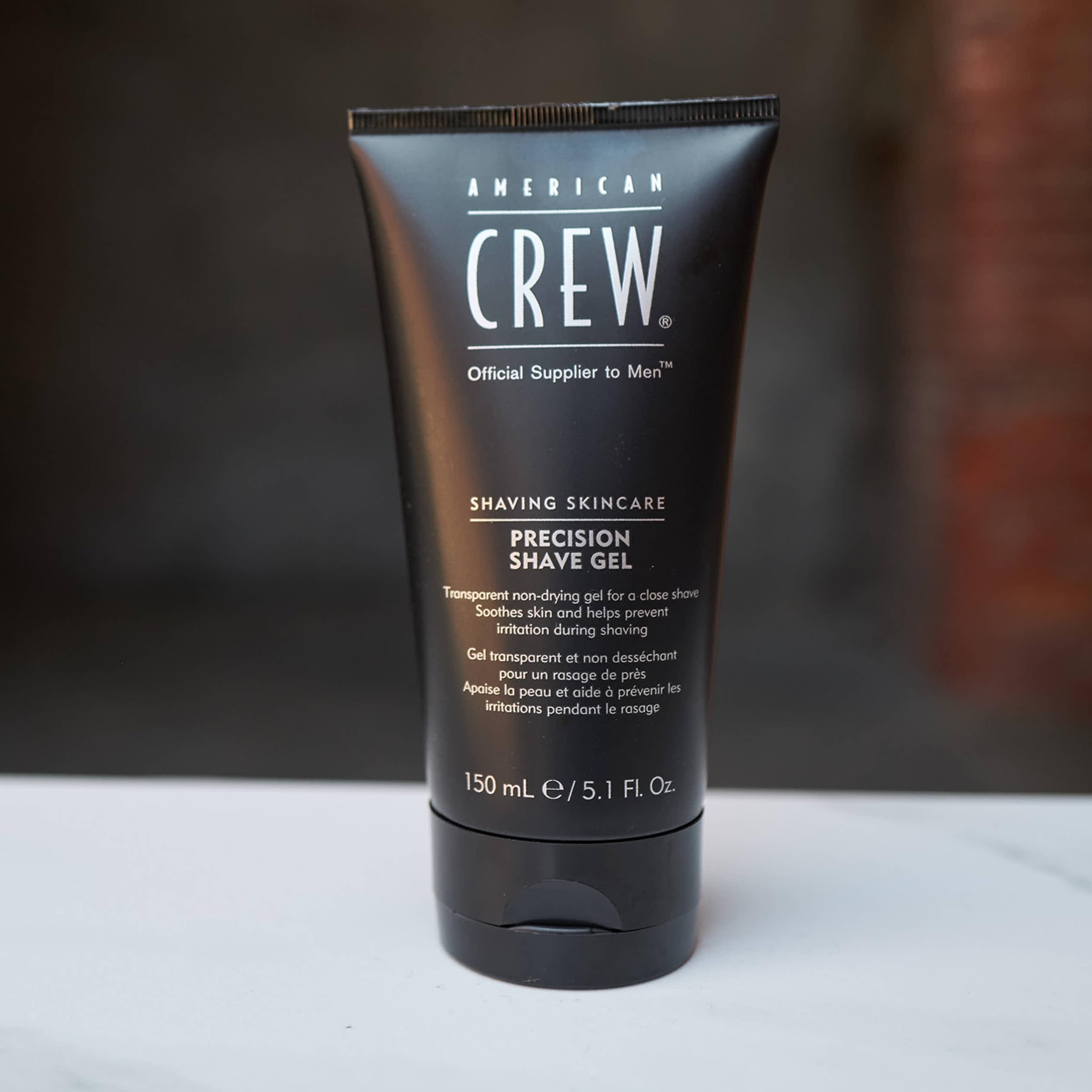American Crew Shave Gel easy shave pass on damp beard for accurate results.