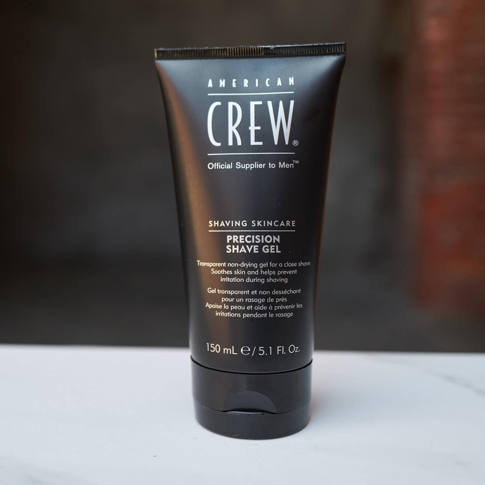 American Crew Shave Gel easy shave pass on damp beard for accurate results.