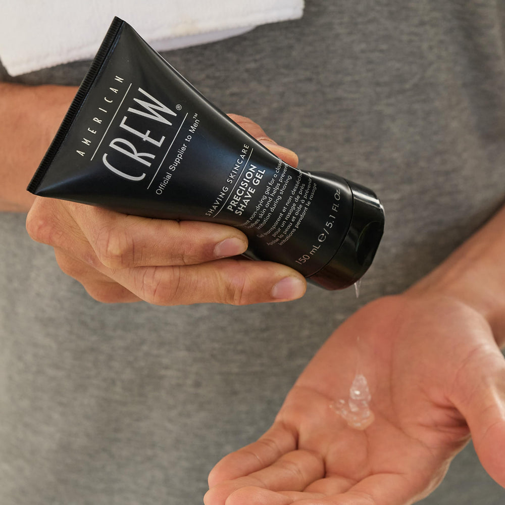 American Crew Shave Gel non-foaming texture demonstrates comfortable glide without lather.