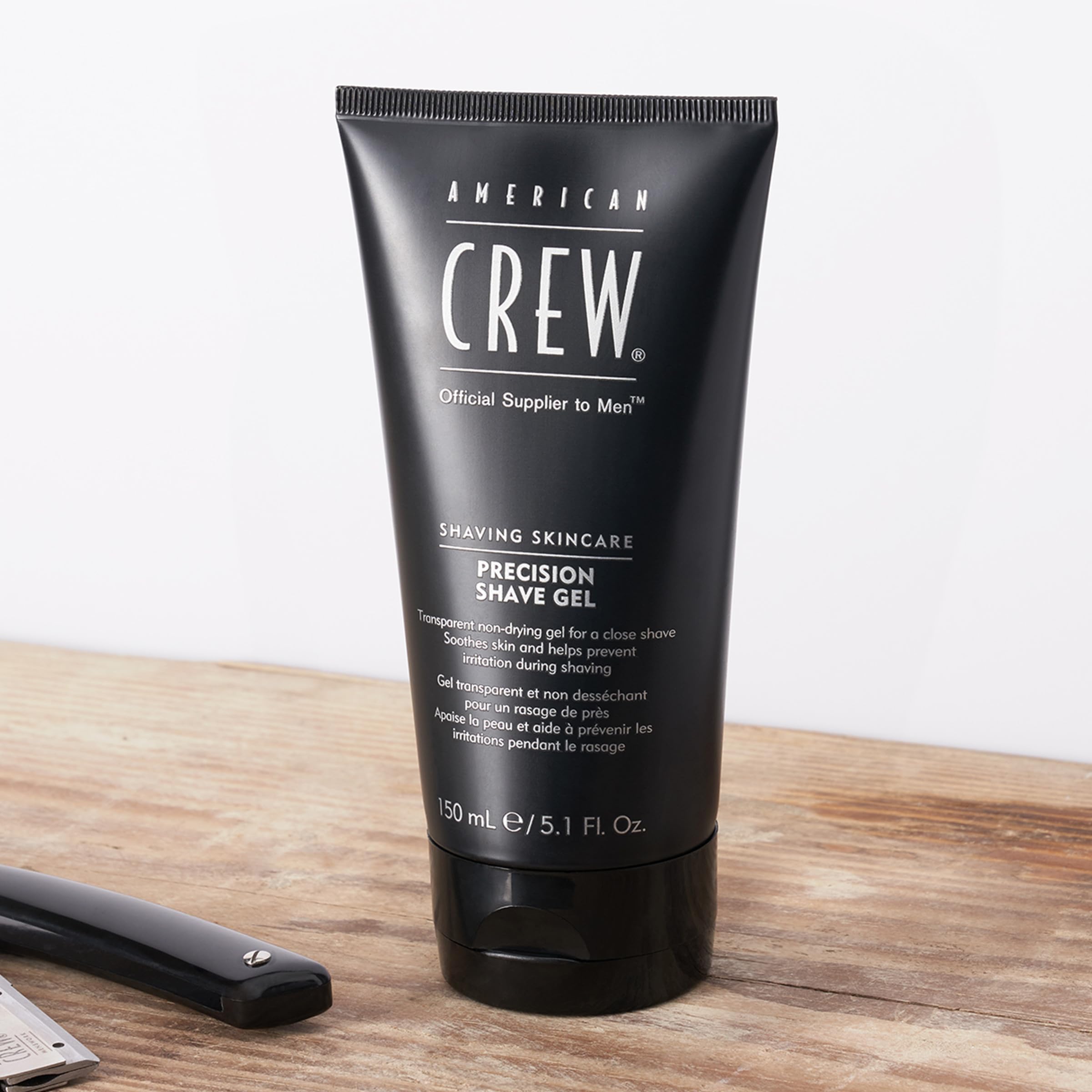 American Crew Shave Gel packaging design supports a clean grooming routine.