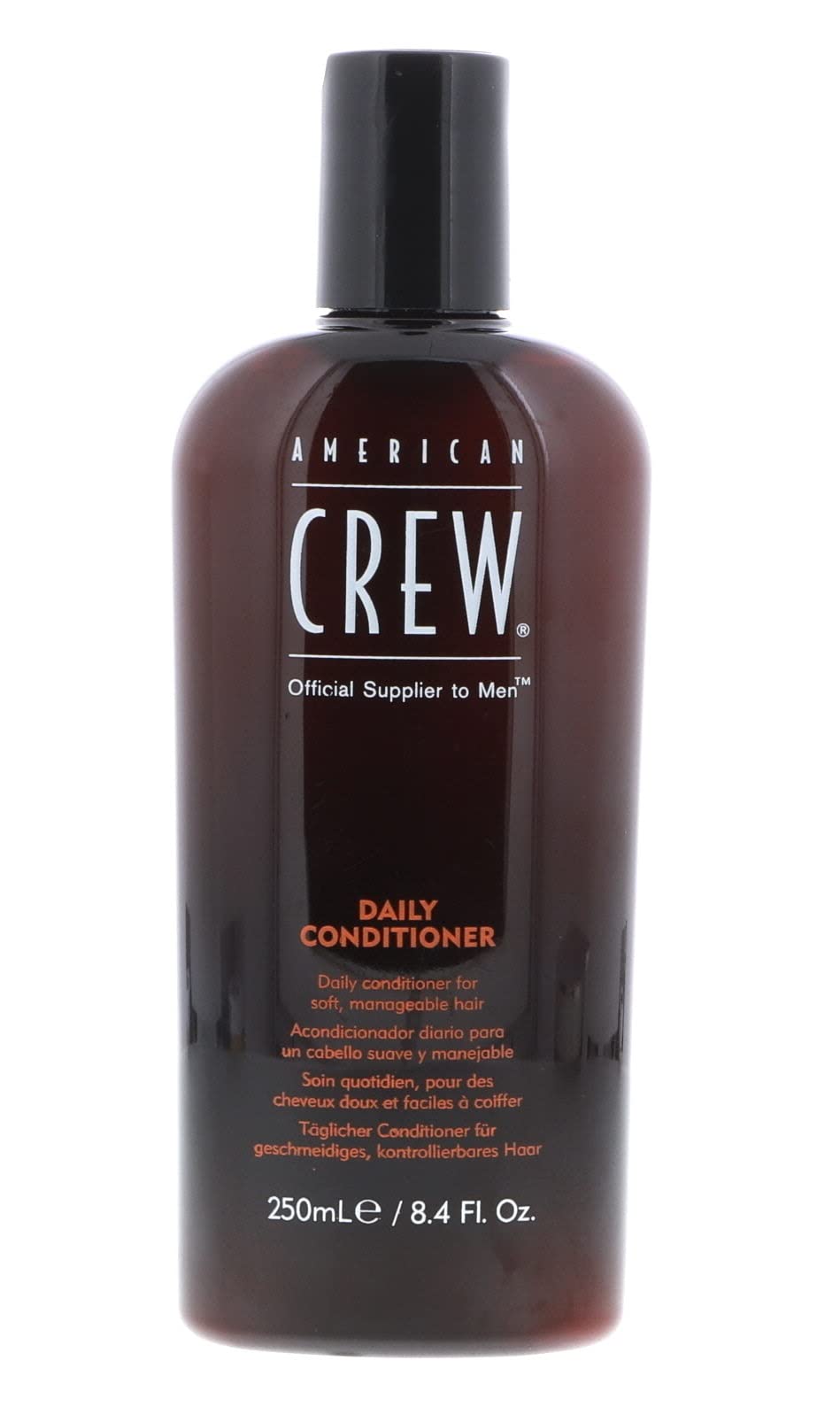 American Crew Stimulating Daily Conditioner bottle showing soft, manageable hair