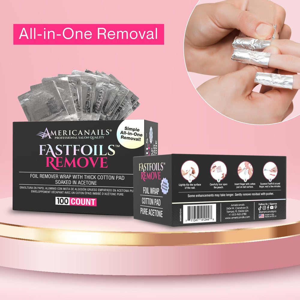 Americanails FastFoils use guide demonstrating tear and wrap technique.