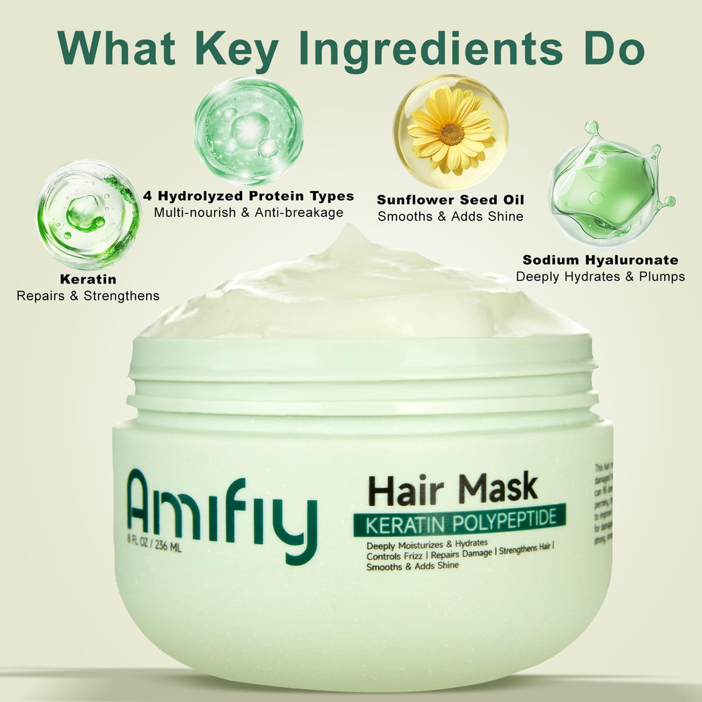 Amifiy Keratin Hair Mask jar closeup showing rich conditioning