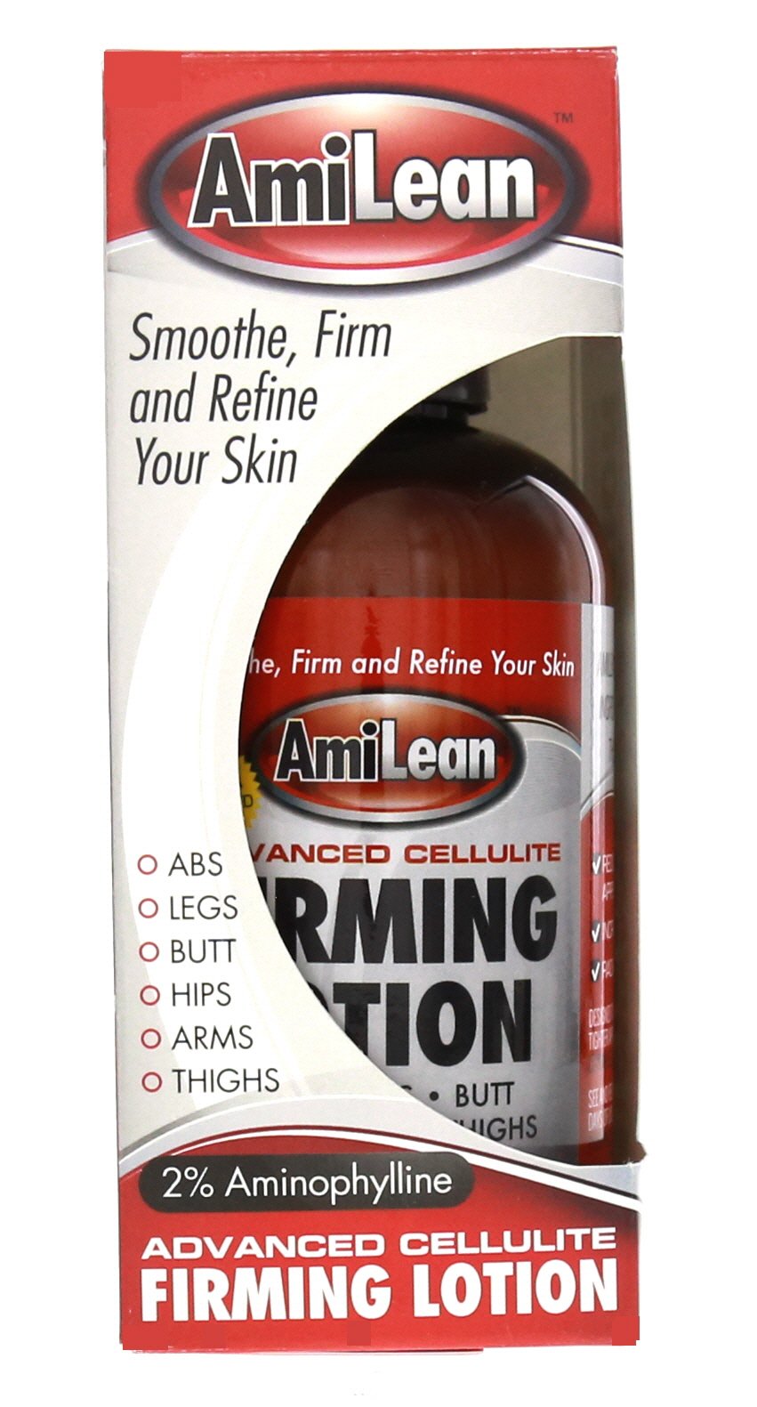 AmiLean cellulite cream bottle demonstrates the powerful anti-fat formula for smoother skin