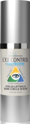 AminoGenesis E.Y.E Control serum drop on skin around the eye contour.