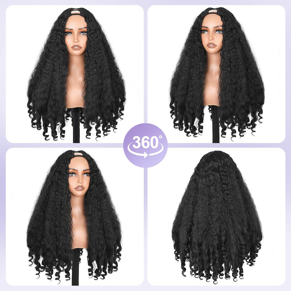 Aminow Afro Curly V Part Wig 22 inches length for dramatic styling.