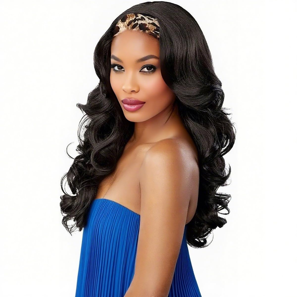 Aminow Wavy Headband Wig front view shows natural texture for everyday wear.
