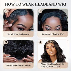 Aminow Wavy Headband Wig styled into a ponytail for quick changes.