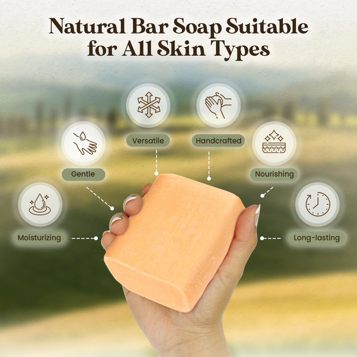 Amish Farms Bentonite clay bar soap with vegan formula for daily shower.