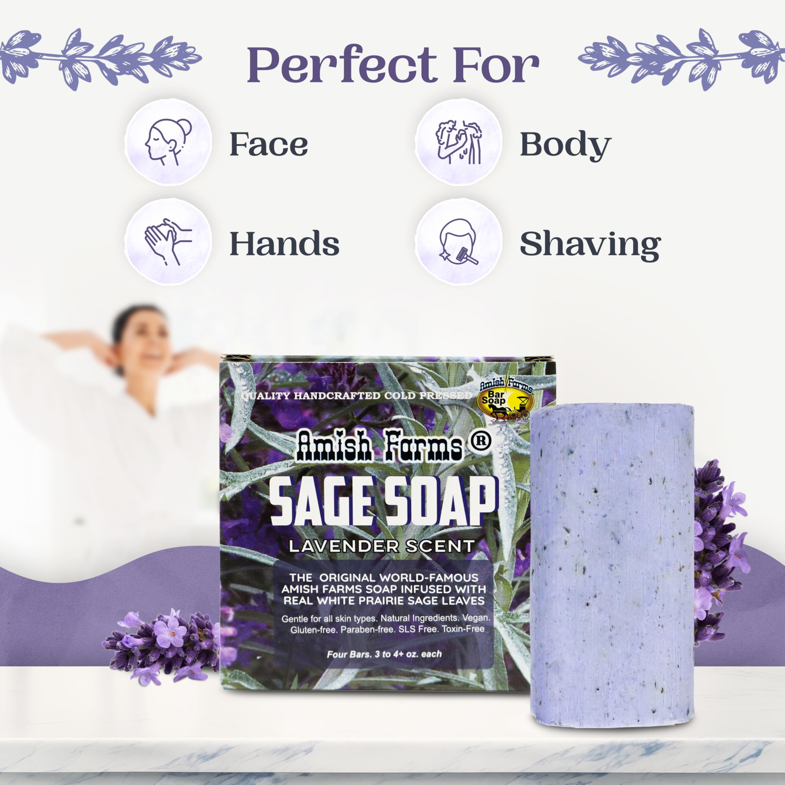 Amish Farms Sage Soap Bar features ground sage for light exfoliation.