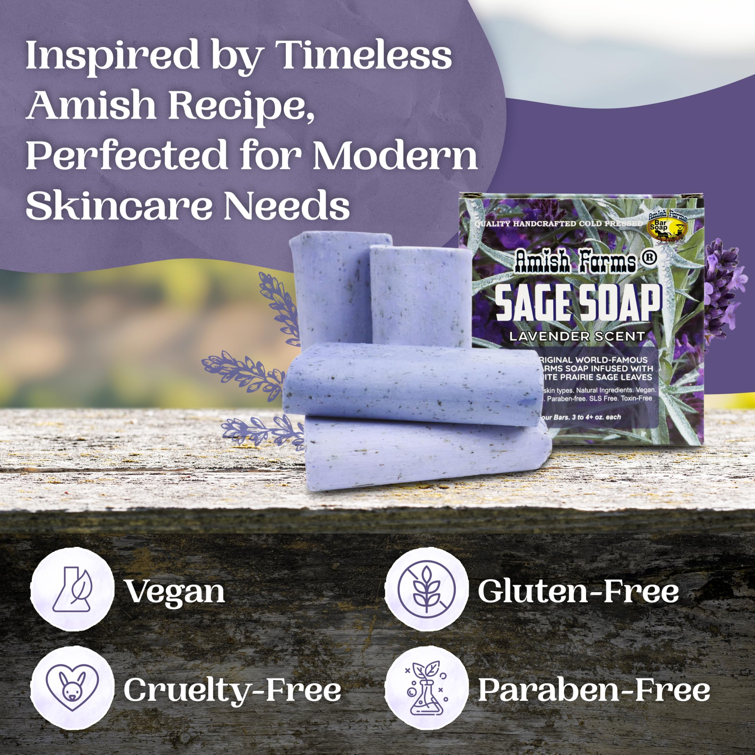 Amish Farms Sage Soap Bar handmade in USA for quality craftsmanship.