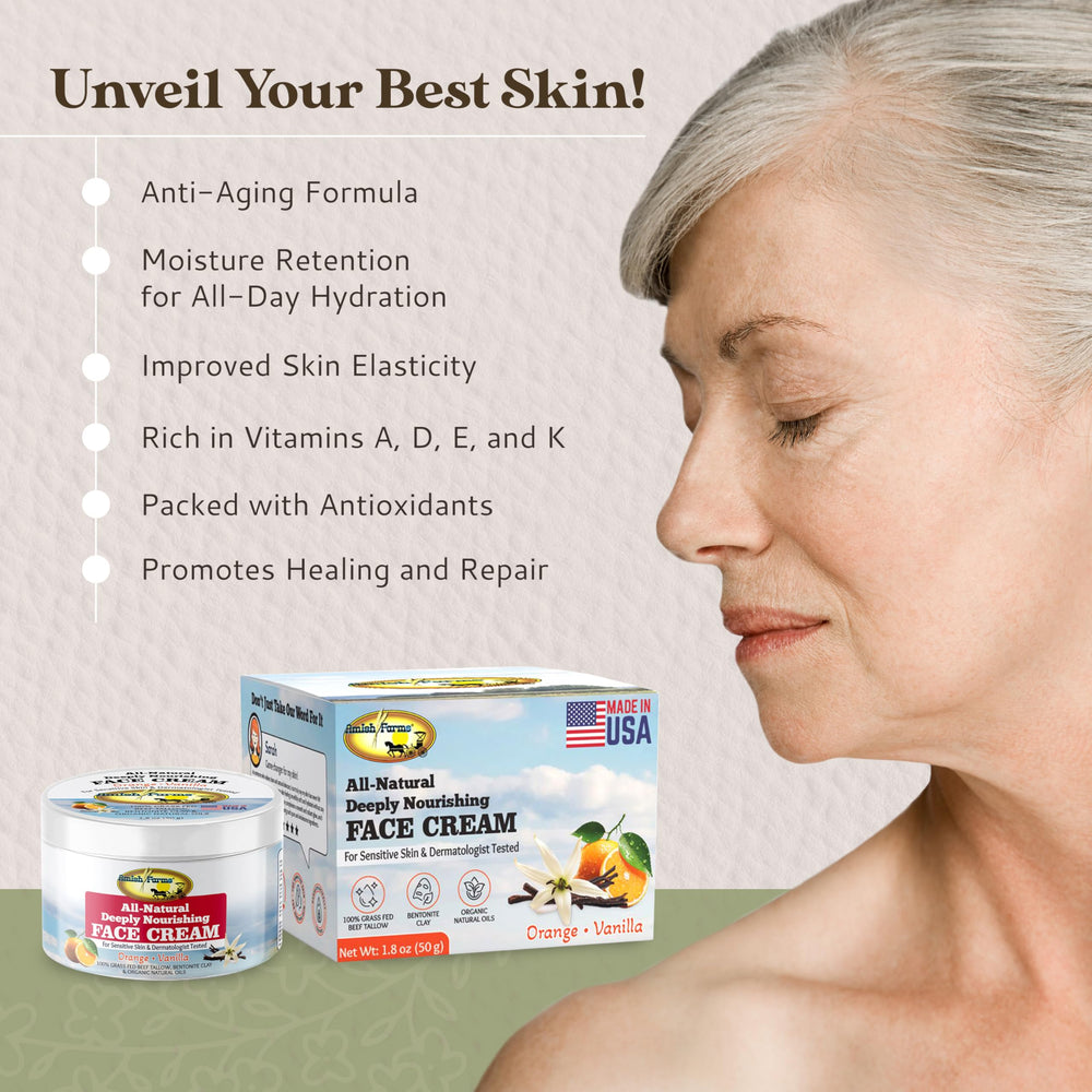Amish Farms Tallow Face Cream swirl on skin absorbs without greasiness