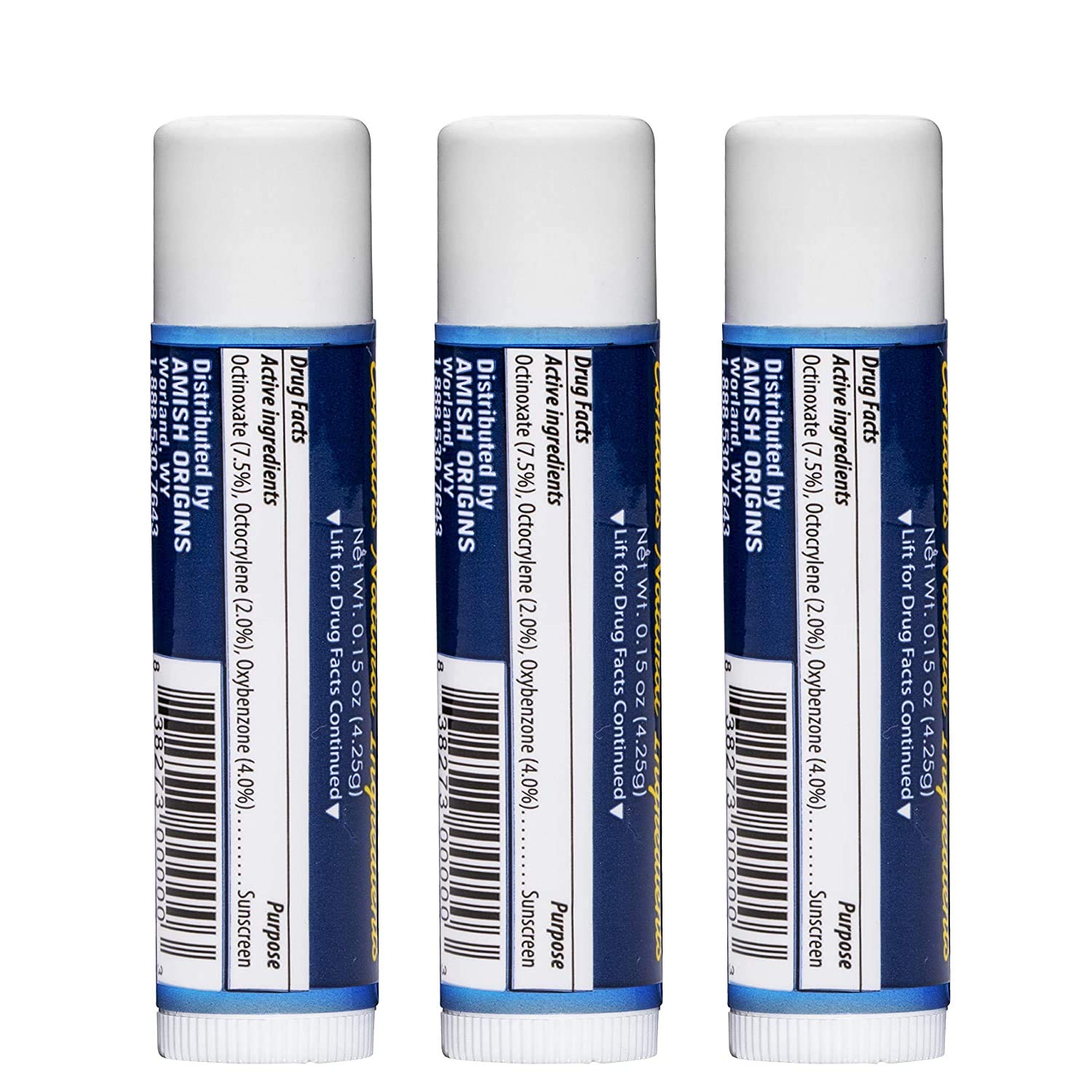 Amish Origins Lip Doc balm providing sun protection in a compact tube