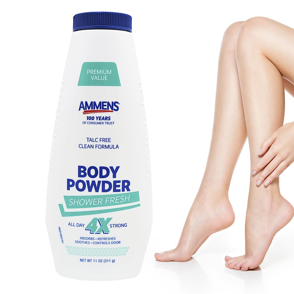 AMMENS Powder Shower Fresh all-day protection suggests ongoing comfort.