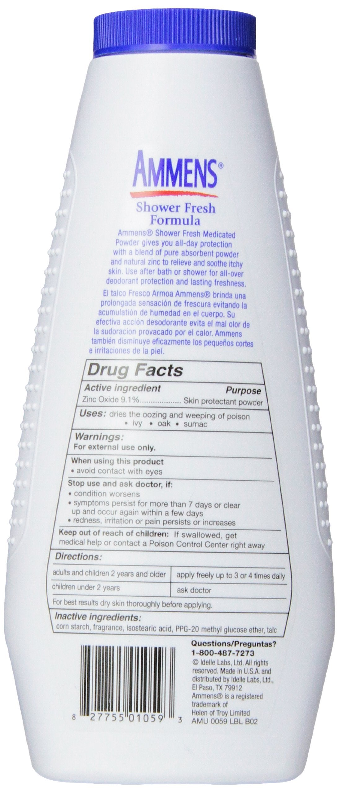 Ammens Shower Fresh medicated powder bottle front view for all-day protection