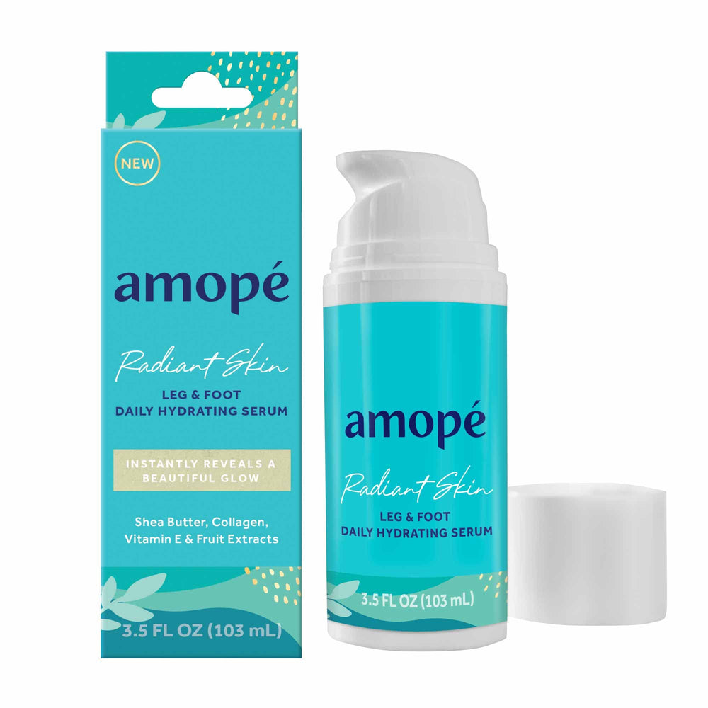 Amope Radiant Skin Serum bottle pour for instant hydration that adds a healthy glow.
