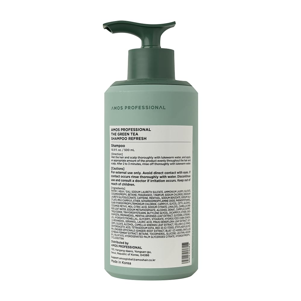 Suitable for all hair types with AMOS PROFESSIONAL Green Tea Shampoo