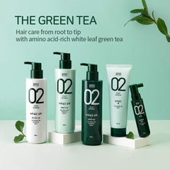 AMOS PROFESSIONAL Green Tea Shampoo Jeju ingredients showcase lightweight nourishment and moisture.