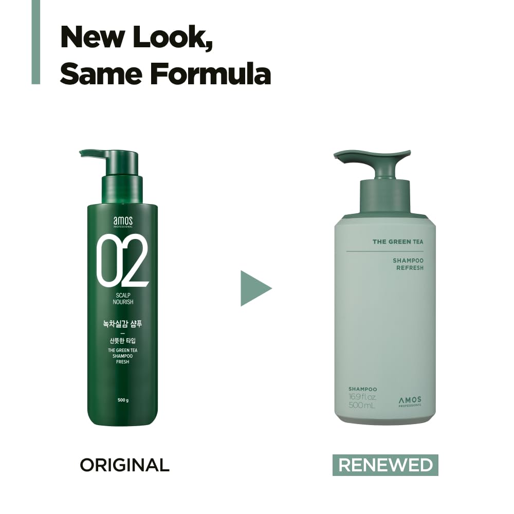 AMOS PROFESSIONAL Green Tea Shampoo rich foam refreshing an oily scalp