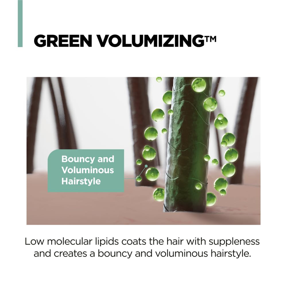 AMOS PROFESSIONAL Green Tea Shampoo application hand, massaging scalp with detangling potential.