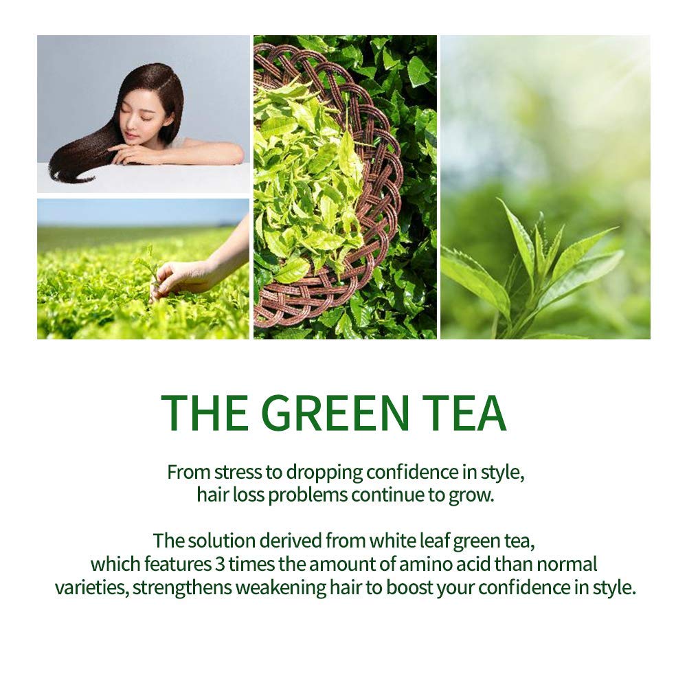 AMOS PROFESSIONAL Green Tea Shampoo white leaf green tea communicates amino acids for strong hair.