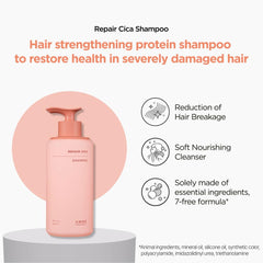 AMOS PROFESSIONAL Repair Cica Shampoo pump dispense for easy cleansing routine