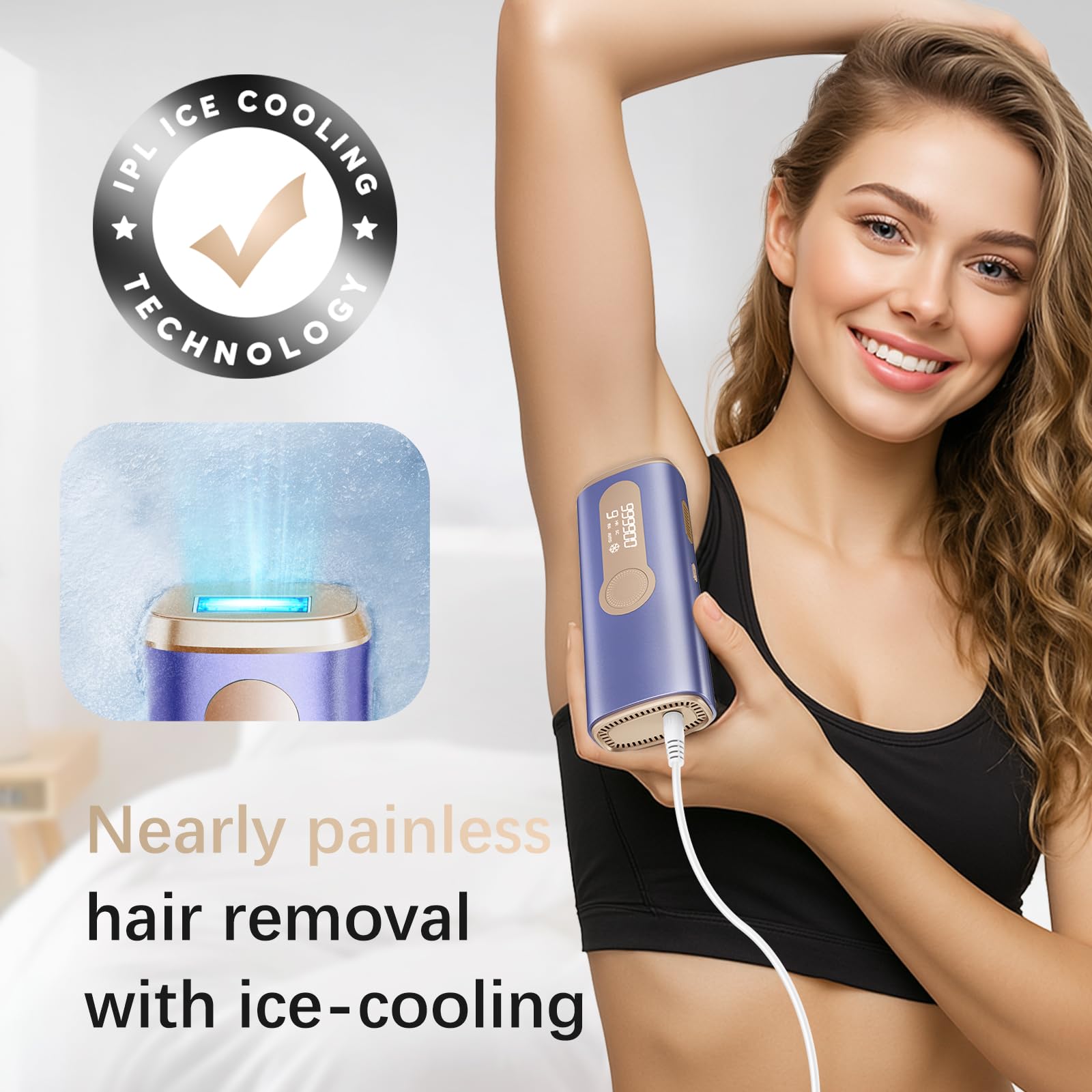 AMOTAOS ice cooling contact in action for comfortable at home treatments.